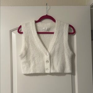 Cream Fuzzy Button-Up Pacsun Vest. Like new. XS.